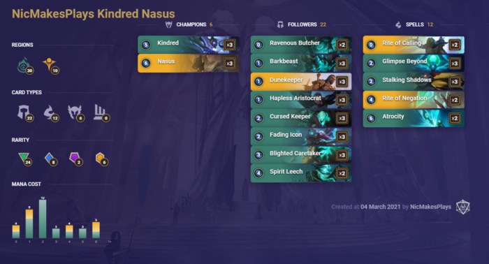 Lor Deck Guide Kindred Nasus Mobalytics