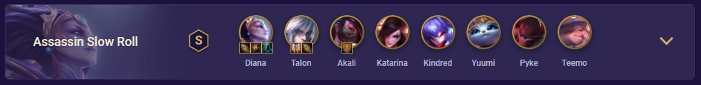 TFT Assassin Slow Roll comp