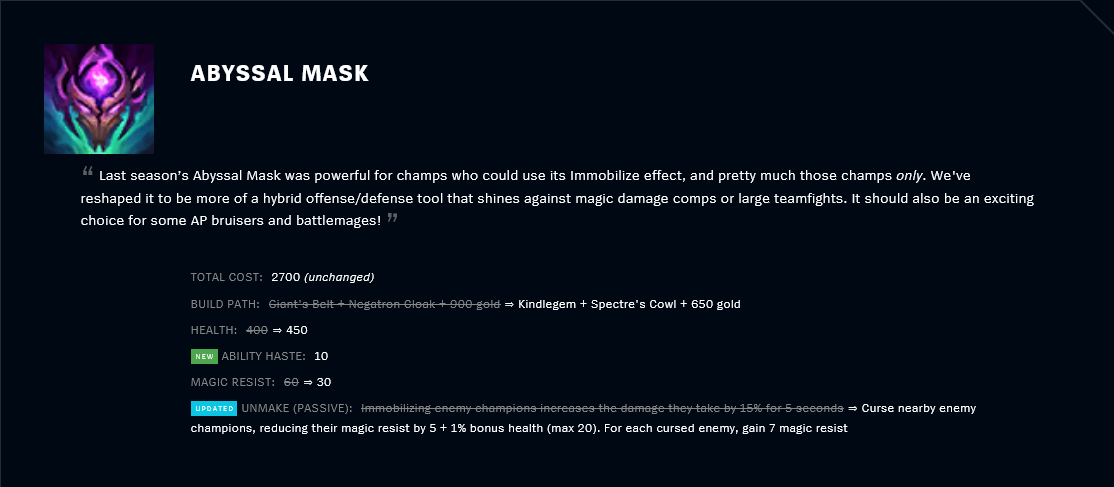Patch 11.23 Abyssal Mask