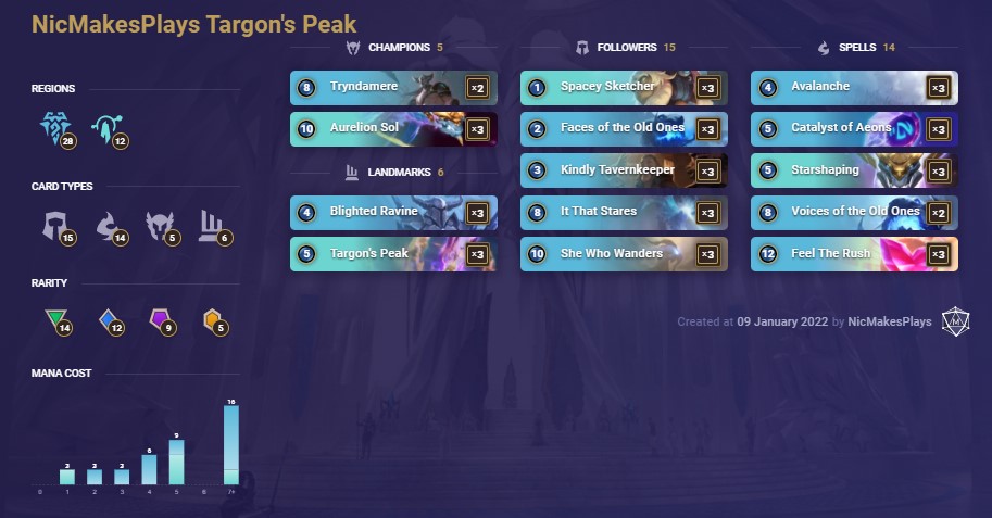 NicMakesPlays Targon's Peak (LoR Deck)