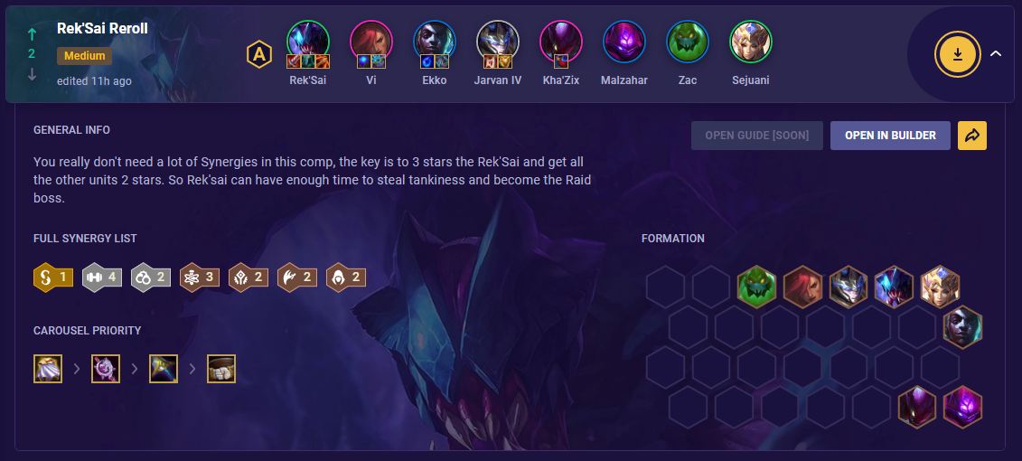 TFT Rek'Sai Reroll Comp