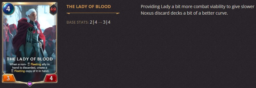 the lady of blood balance change