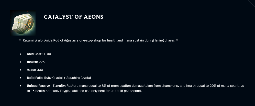 Patch 12.22 Catalyst of Aeons