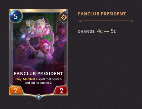 Fanclub President LoR Patch 3.19.0