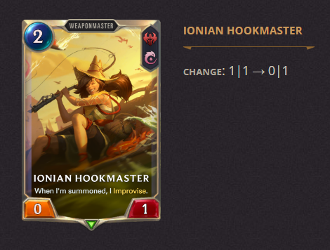 Ionian Hookmaster LoR Patch 3.19.0