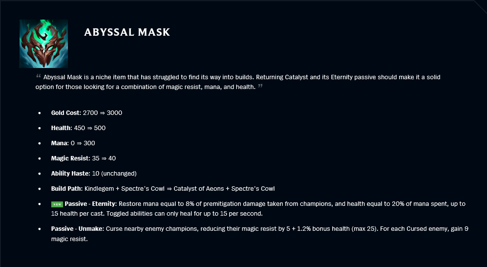 Patch 12.22 Abyssal Mask