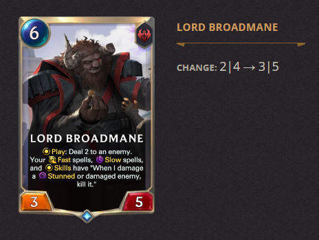 Lord Broadmane LoR Patch 3.19.0