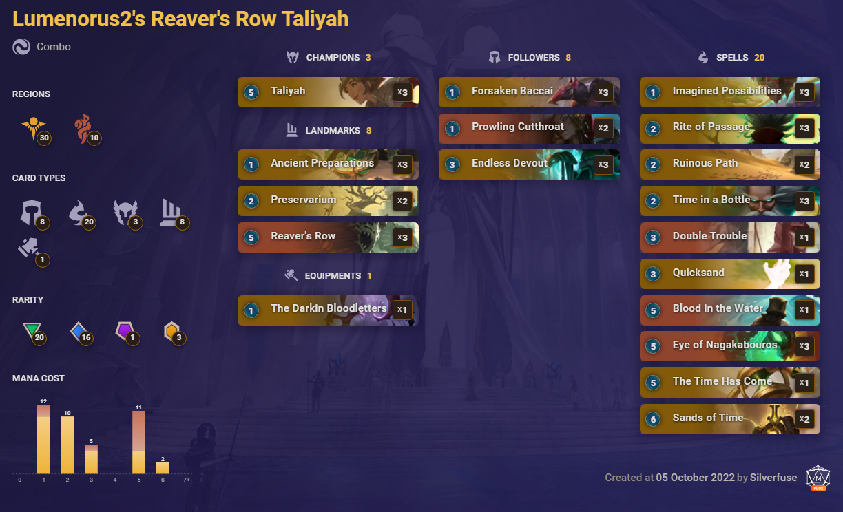 Lumenorus2's Reaver's Row Taliyah (LoR Deck)