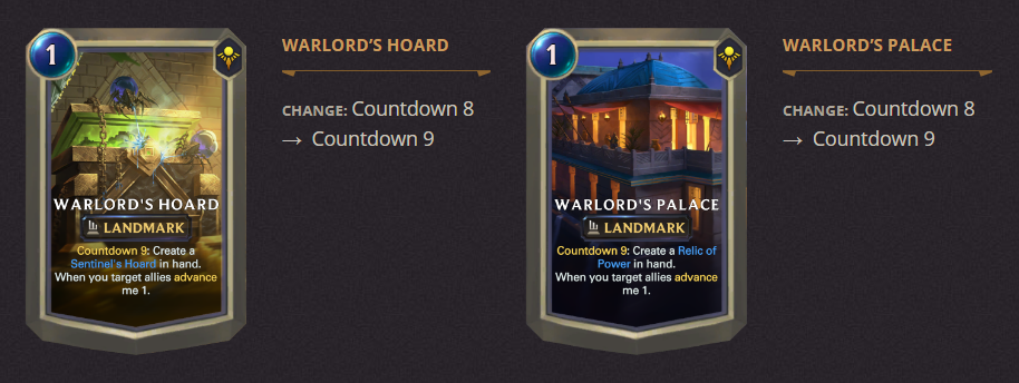 Warlords Hoard and Palace LoR Patch 3.19.0