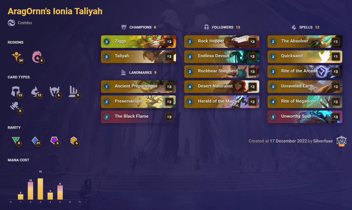 AragOrnn's Ionia Taliyah (LoR Deck)