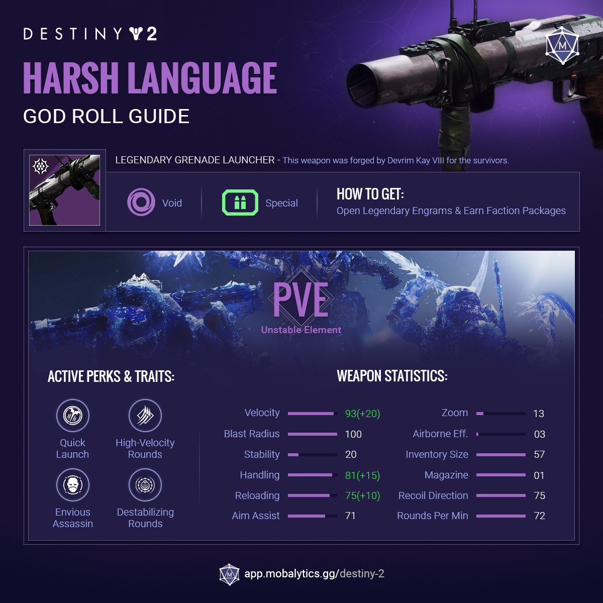 Harsh Language God Roll Guide Infographic Mobalytics