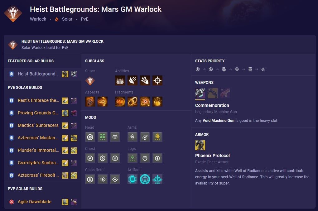 warlock heist battleground mars build