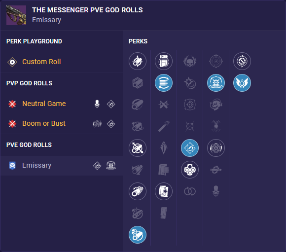 the messenger pve god rolls