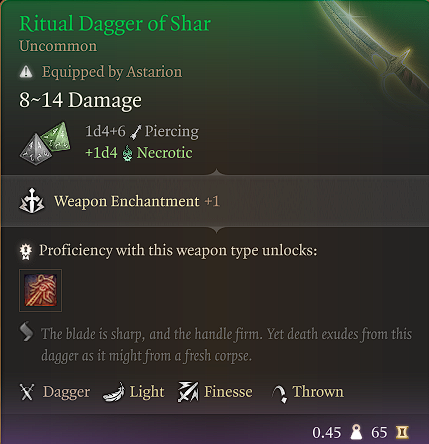 ritual dagger of shar