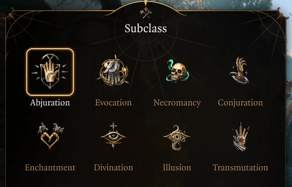 baldur's gate 3 wizard subclasses