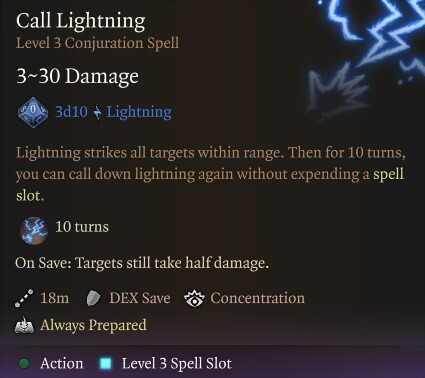 call lightning spell