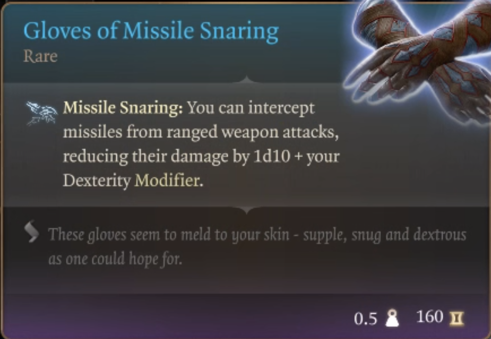 BG3 gloves of missile snaring