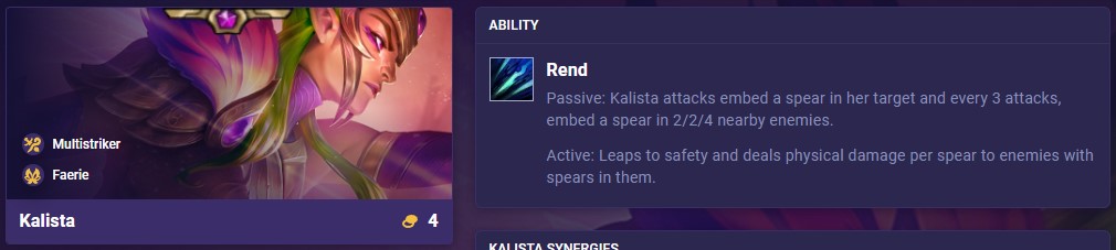 TFT Set 12 Kalista Ability