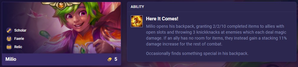 TFT Set 12 Milio Ability