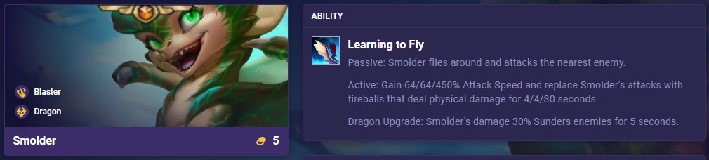 TFT Set 12 Smolder Ability