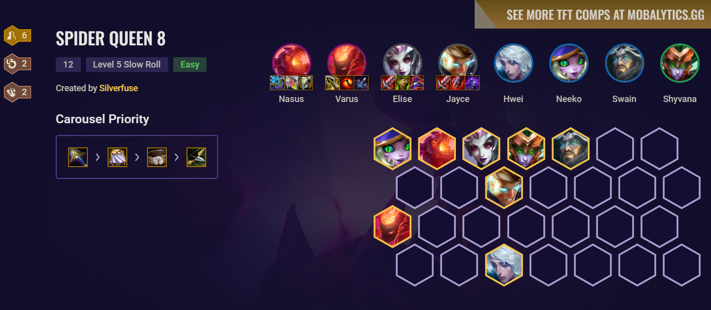 TFT Set 12 Spider Queen Team Comp Lv 8